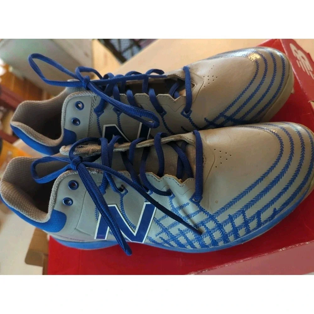 New Balance Baseball Cleats Men's Gray &‎ Blue Pre-Owned Size 12.5